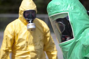 Two men in protective gear